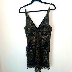 Free People Black/Olive Embellished Sequin
Slip Dress Sz XS